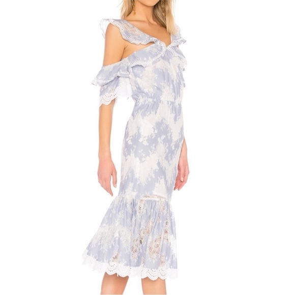Marissa Webb Blue Lace Kendra Midi Dress RTR - Picture 1 of 10